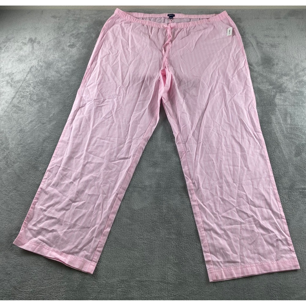 GapBody XXL Pink White Striped Pajama Pants Drawstring Wide Leg Sleepwear New